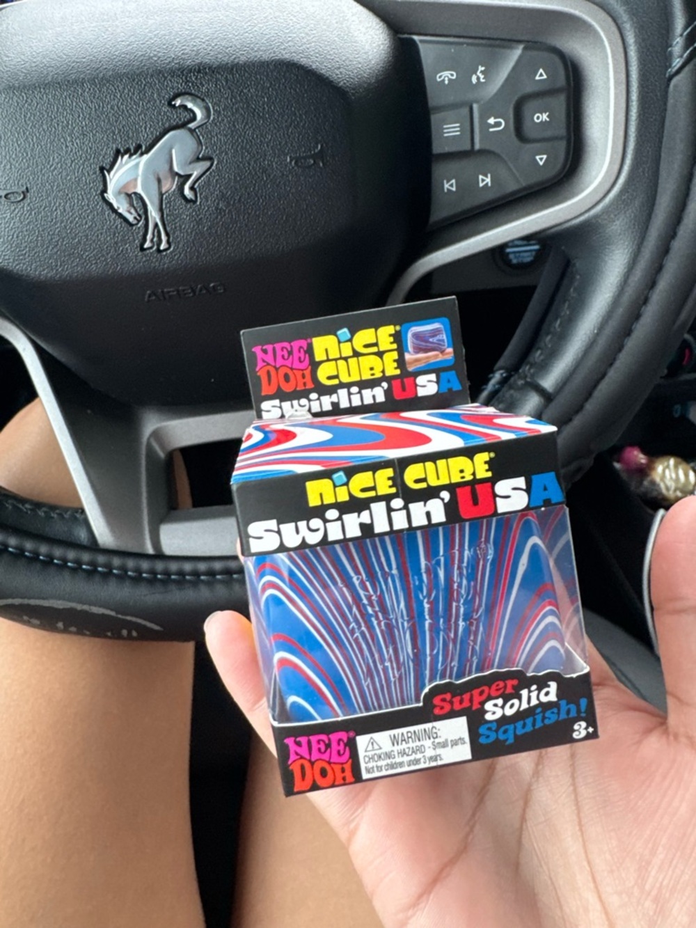 Nee Doh Nice Cube Swirlin' USA Squish Toy - Red, White, Blue